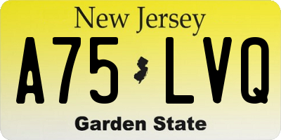 NJ license plate A75LVQ
