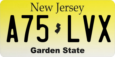 NJ license plate A75LVX
