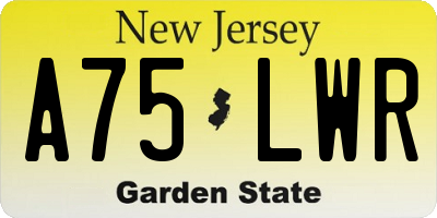NJ license plate A75LWR