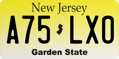 NJ license plate A75LXO