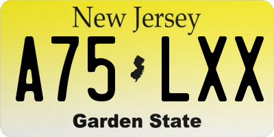 NJ license plate A75LXX