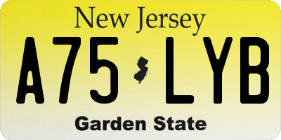 NJ license plate A75LYB