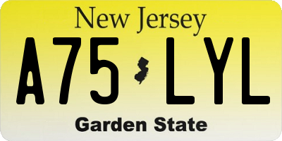 NJ license plate A75LYL