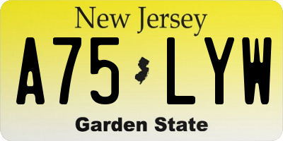 NJ license plate A75LYW