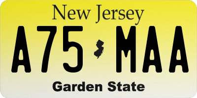 NJ license plate A75MAA
