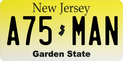 NJ license plate A75MAN