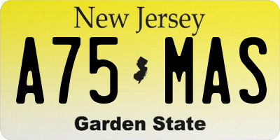 NJ license plate A75MAS