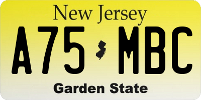 NJ license plate A75MBC