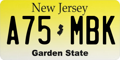 NJ license plate A75MBK