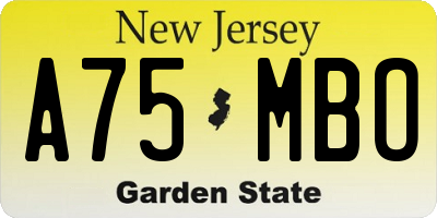 NJ license plate A75MBO