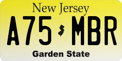 NJ license plate A75MBR