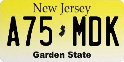 NJ license plate A75MDK