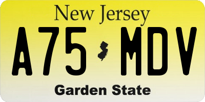 NJ license plate A75MDV