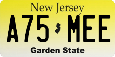 NJ license plate A75MEE