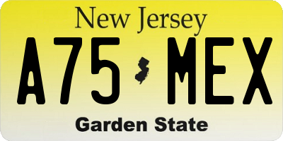 NJ license plate A75MEX