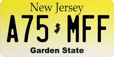 NJ license plate A75MFF