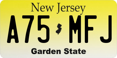 NJ license plate A75MFJ