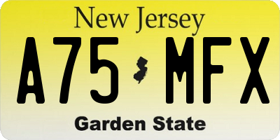 NJ license plate A75MFX