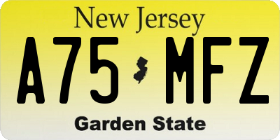 NJ license plate A75MFZ