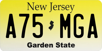 NJ license plate A75MGA
