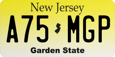 NJ license plate A75MGP