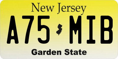 NJ license plate A75MIB