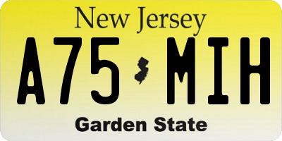 NJ license plate A75MIH