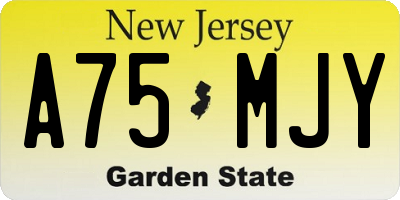 NJ license plate A75MJY