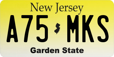NJ license plate A75MKS