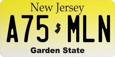 NJ license plate A75MLN