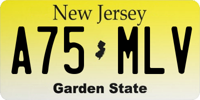NJ license plate A75MLV