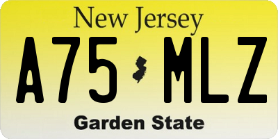 NJ license plate A75MLZ