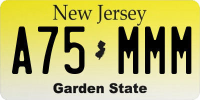 NJ license plate A75MMM