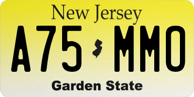 NJ license plate A75MMO