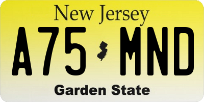 NJ license plate A75MND