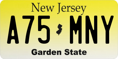 NJ license plate A75MNY