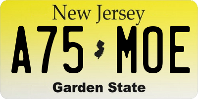 NJ license plate A75MOE
