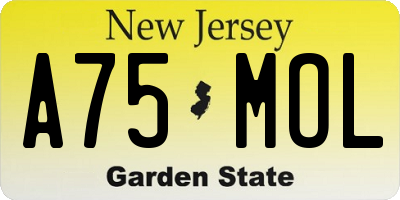 NJ license plate A75MOL