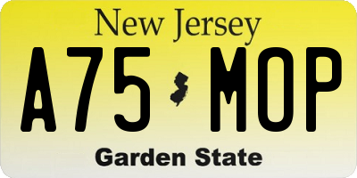 NJ license plate A75MOP