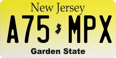 NJ license plate A75MPX