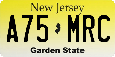 NJ license plate A75MRC