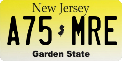 NJ license plate A75MRE
