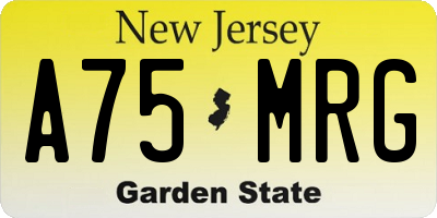 NJ license plate A75MRG