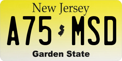 NJ license plate A75MSD