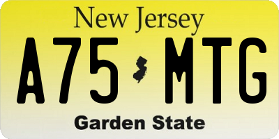 NJ license plate A75MTG