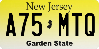NJ license plate A75MTQ