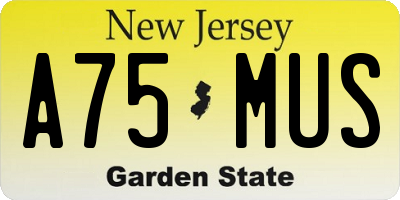 NJ license plate A75MUS