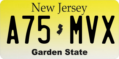 NJ license plate A75MVX