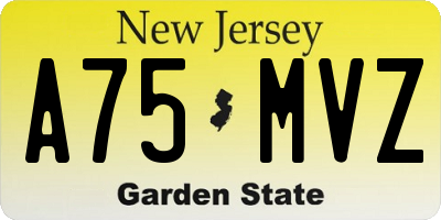 NJ license plate A75MVZ
