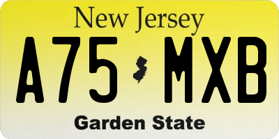 NJ license plate A75MXB